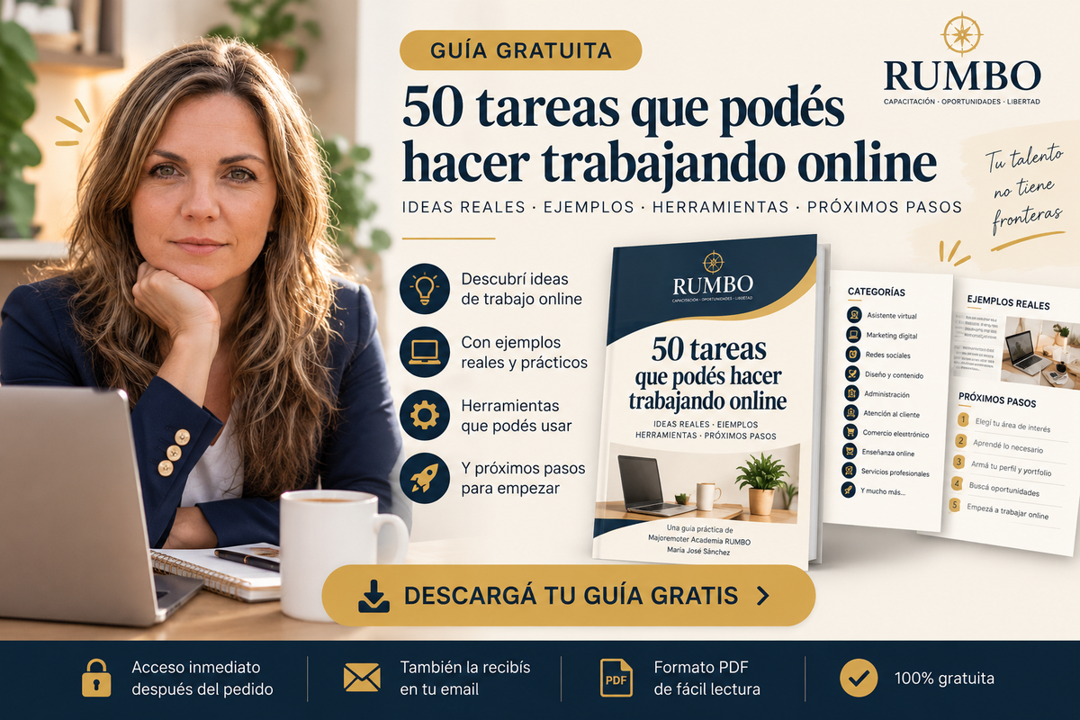 50 tareas que podés hacer trabajando online | Guía gratuita RUMBO